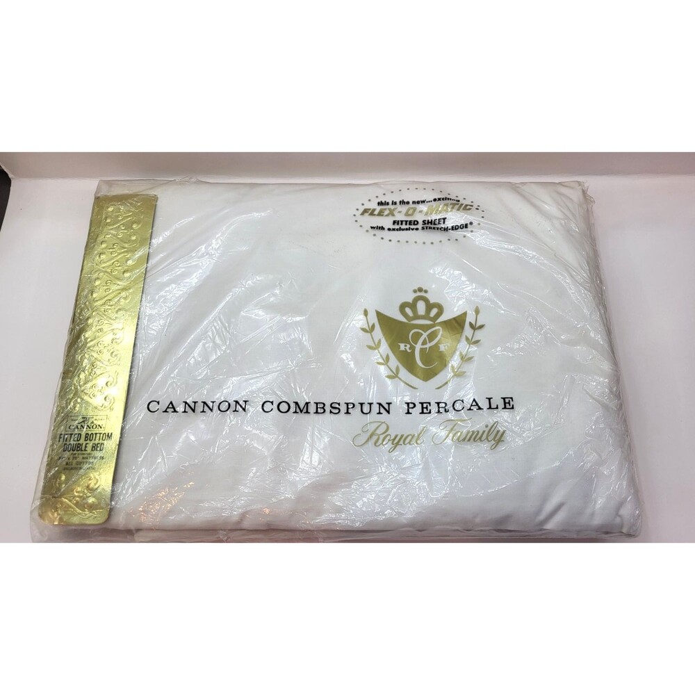 Vintage Cannon Royal Family Percale Fitted Bottom Sheet Full Double NOS USA